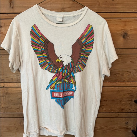 MadeWorn Tops - MadeWorn White Tee with Colorful Eagle Design